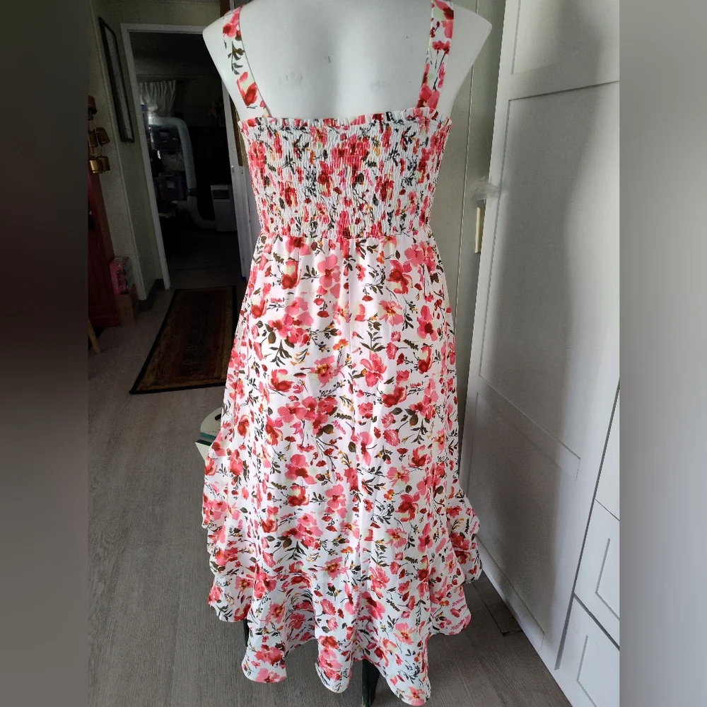 Grace Karin Summer Floral Smocked Summer Dress Sassy Flirty Sz Lg Unworn Cond - Picture 4 of 10